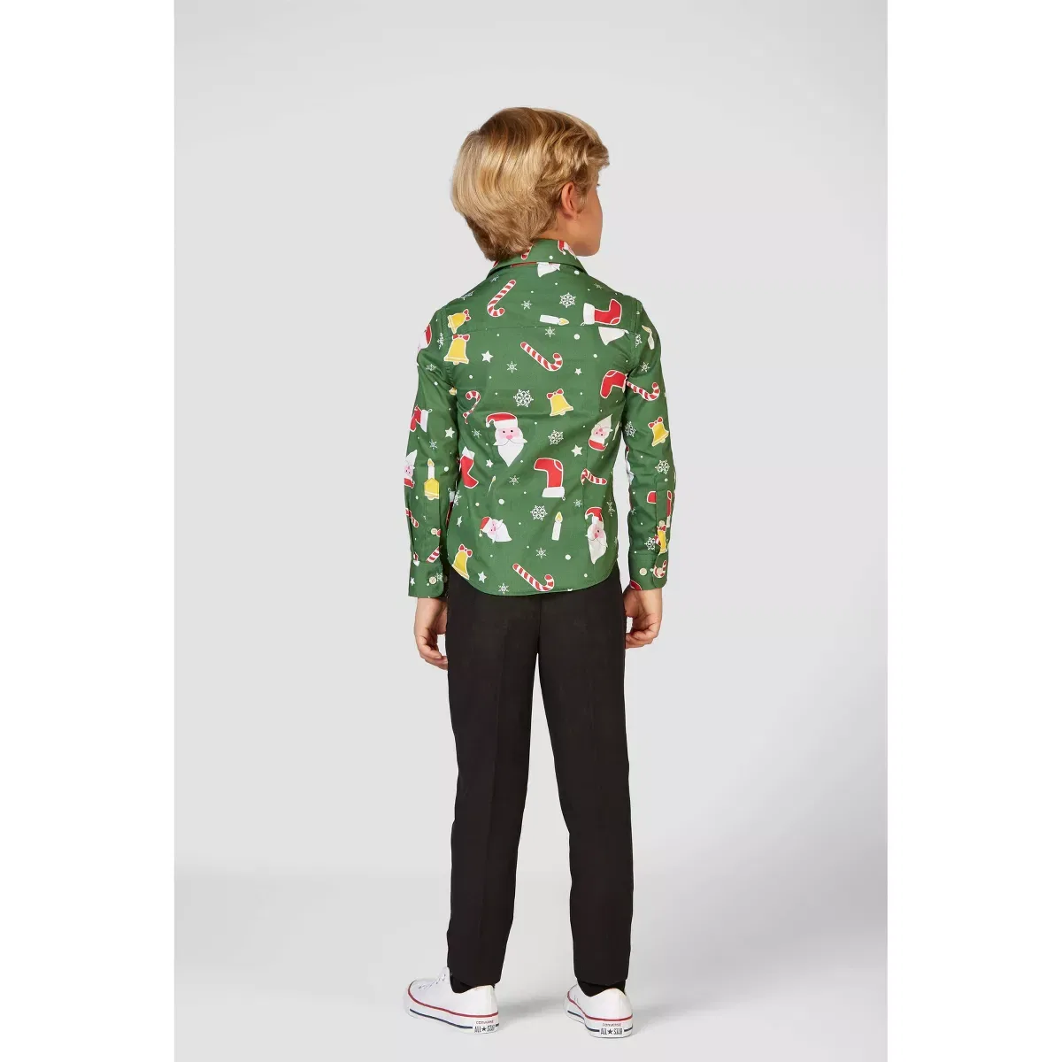 Детская рубашка с длинным рукавом с принтом OppoSuits, Green — фото 2