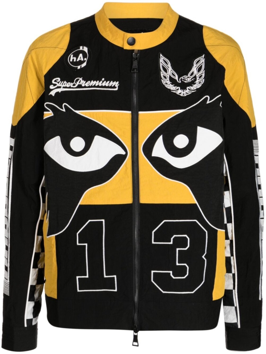 

Haculla graphic-print zip-up biker jacket, оранжевый