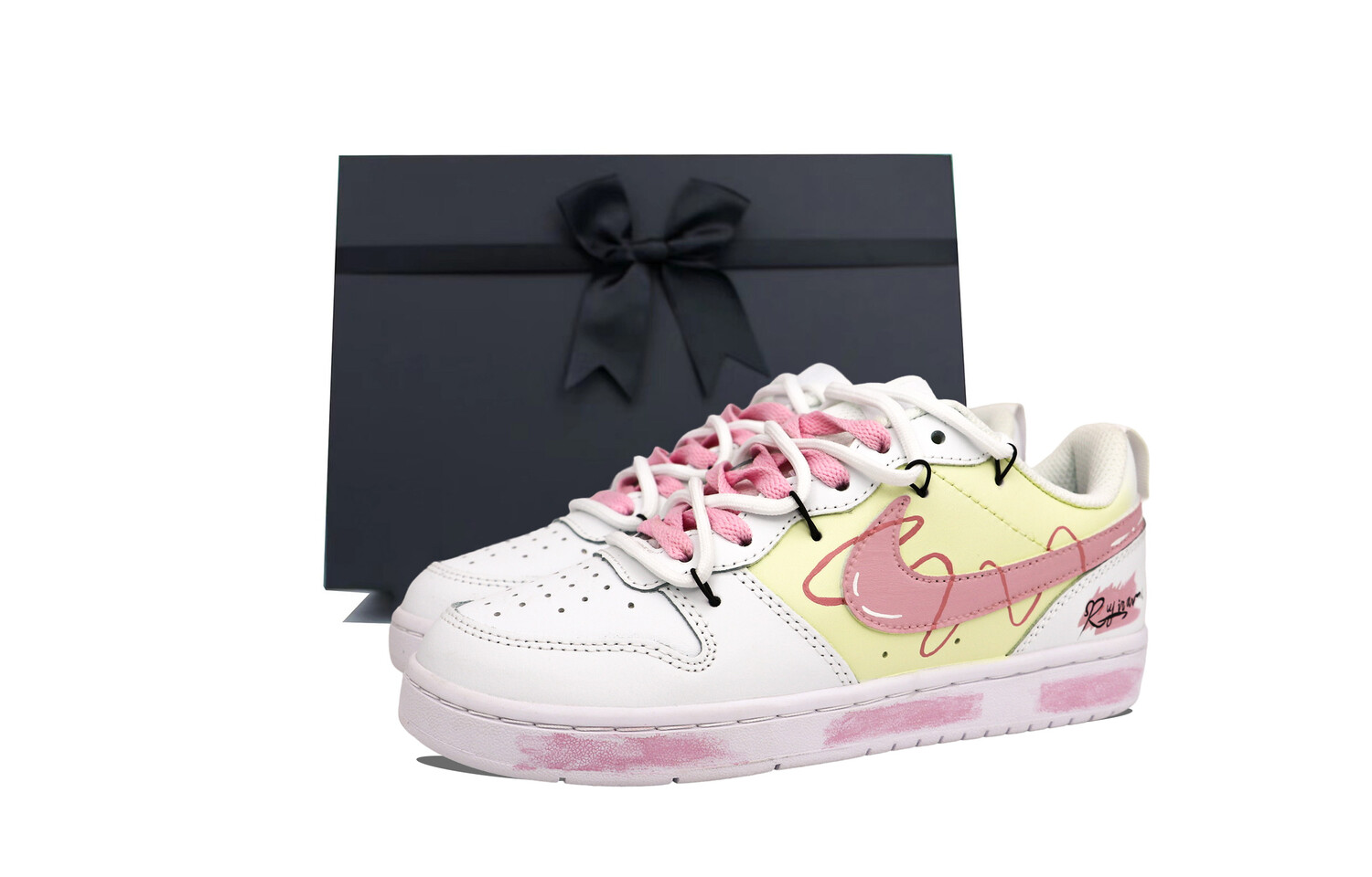 

Кроссовки Nike Court Borough Skateboarding Shoes Women's Low-top Pink/Yellow, цвет Weaving dreams