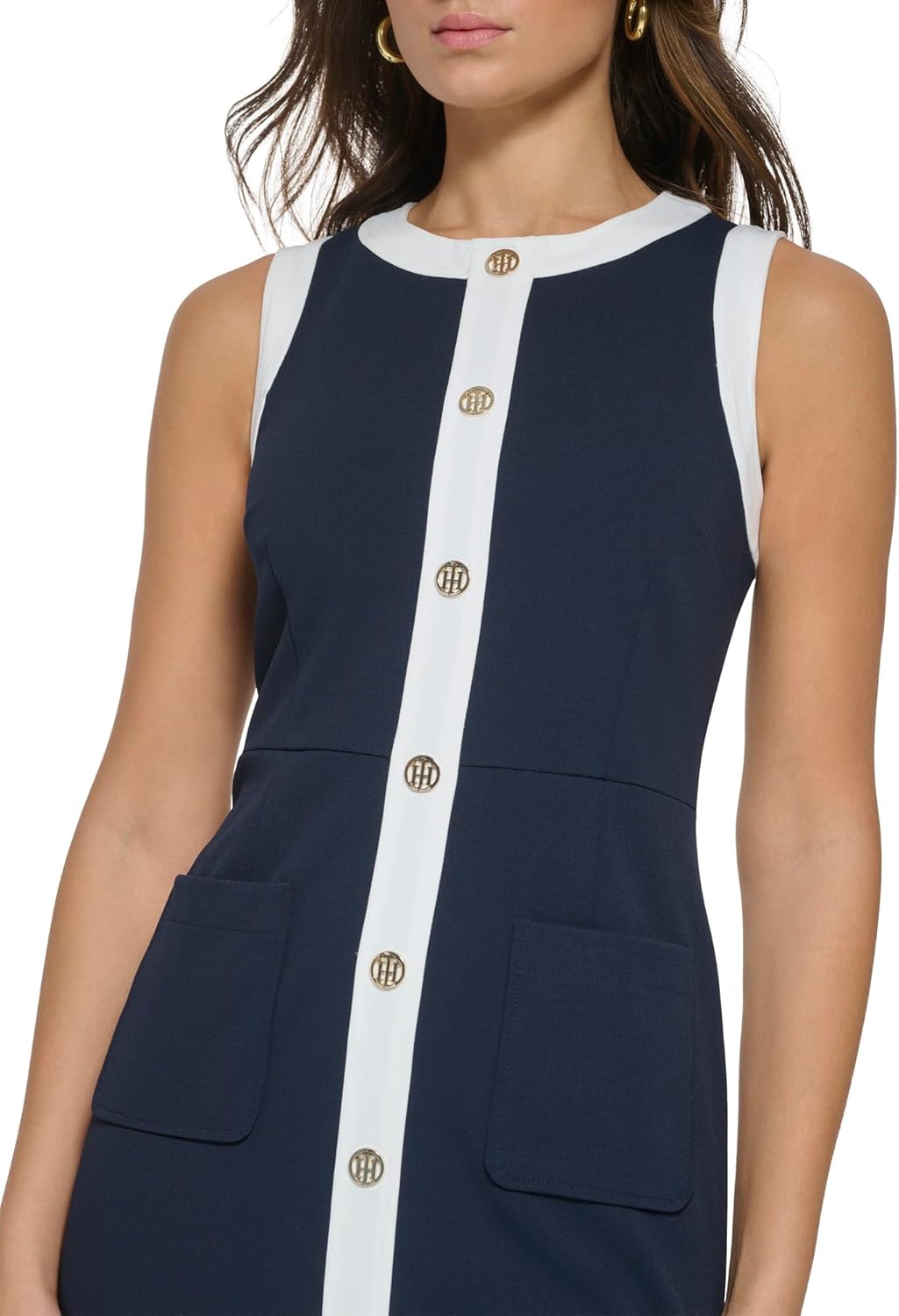 Женское мини-платье Tommy Hilfiger с узором «гусиная лапка», Sky Captain/Ivory — фото 4