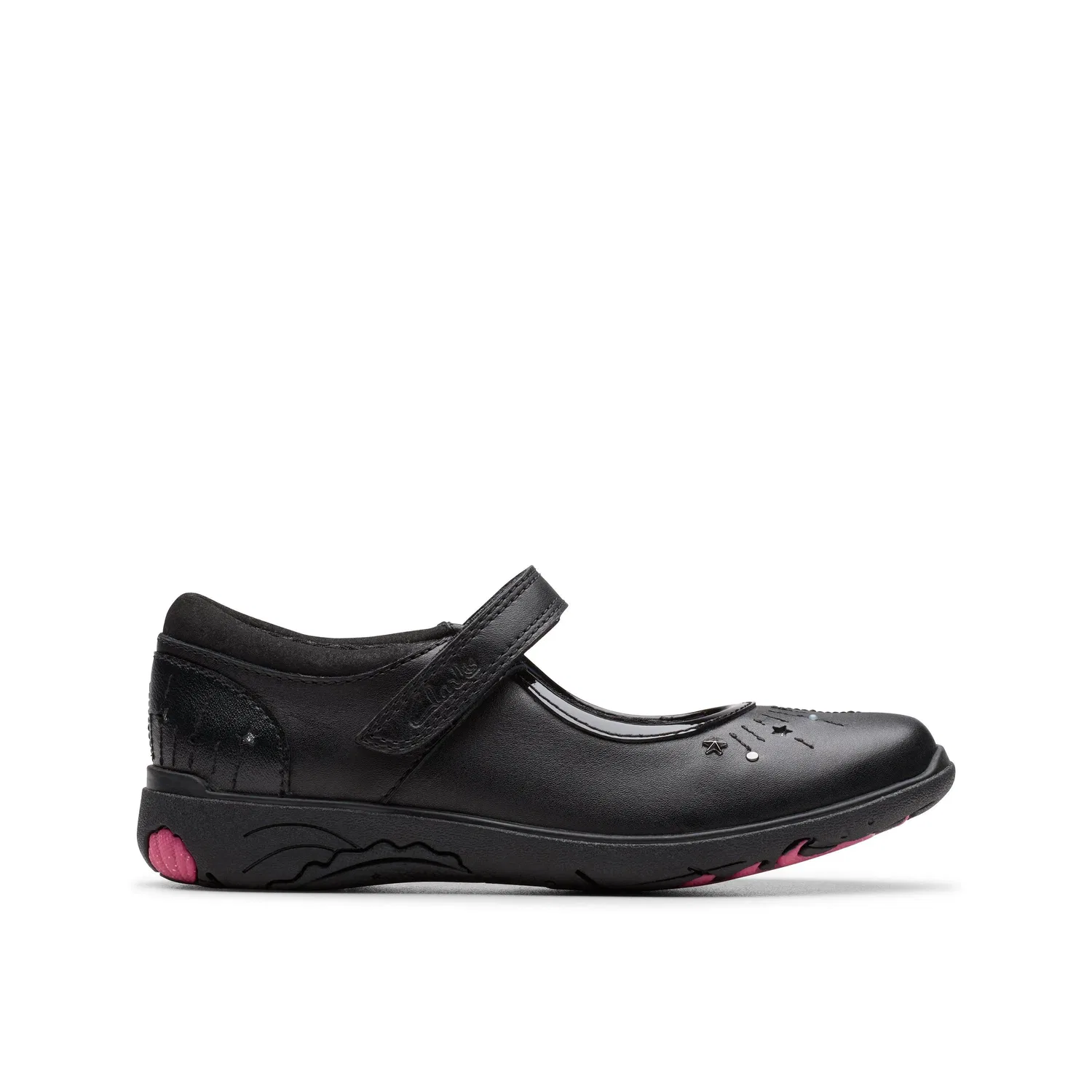 Туфли Mary Jane на липучке с морским единорогом Clarks, черный