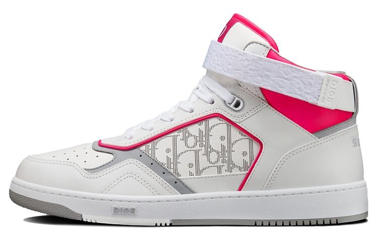 Кроссовки Dior B27 High Neon, белый / розовый