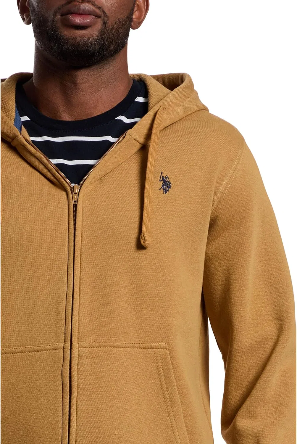 Толстовка с капюшоном U.S. Polo Assn. мужская на молнии с длинным рукавом, Collegiate Tan — фото 4