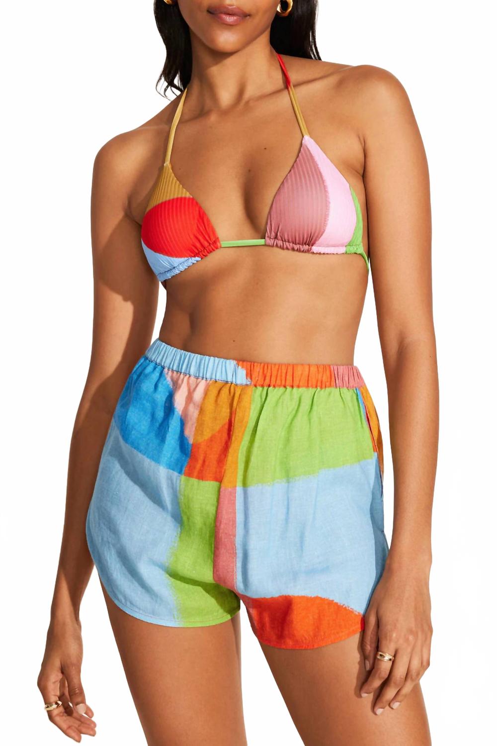 

Tallows Льняные шорты в абстрактном цветном блоке Ecolinen Vitamin A, Abstract Colorblock Ecolinen