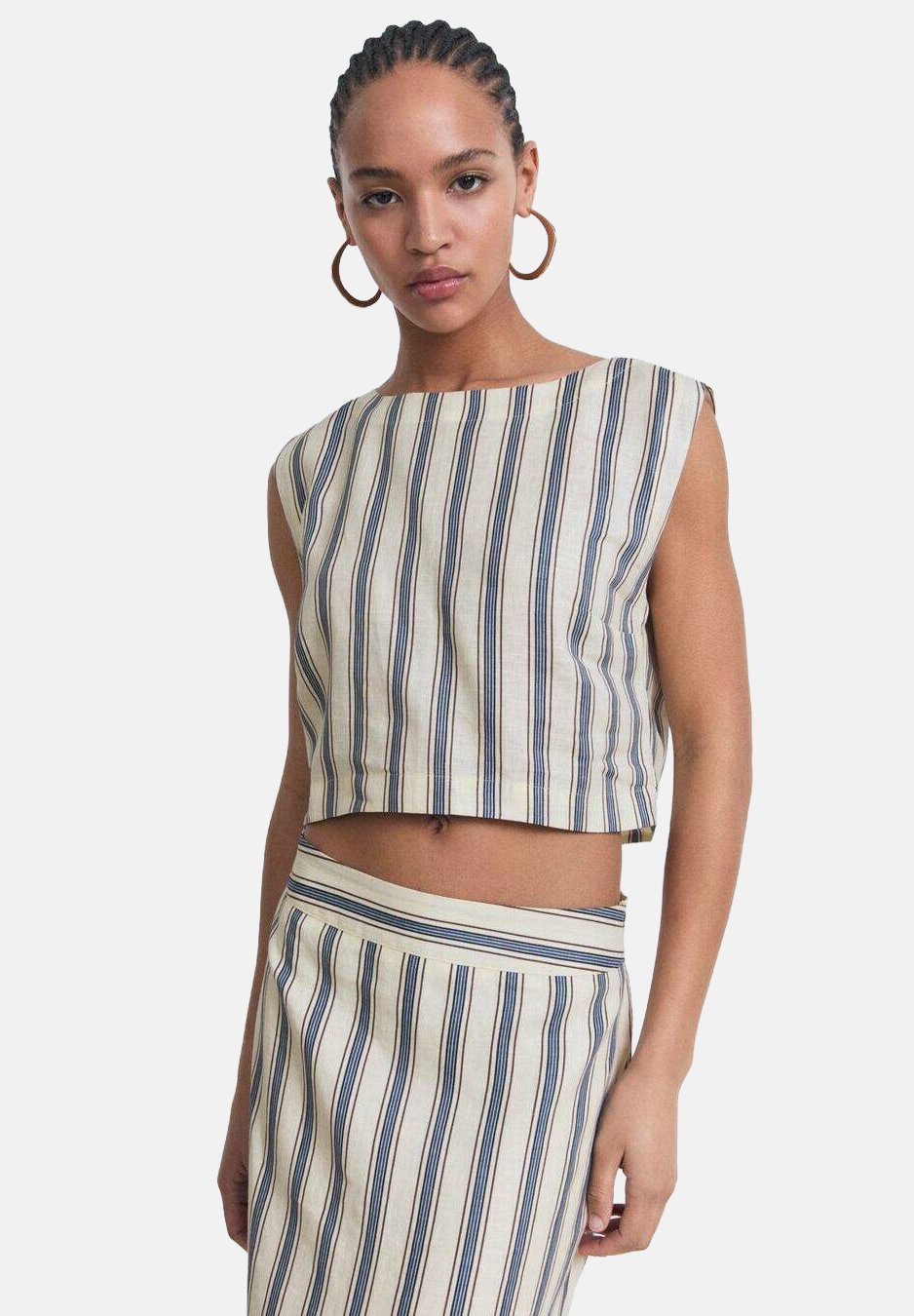

Топ STRIPED Mango, кремовый