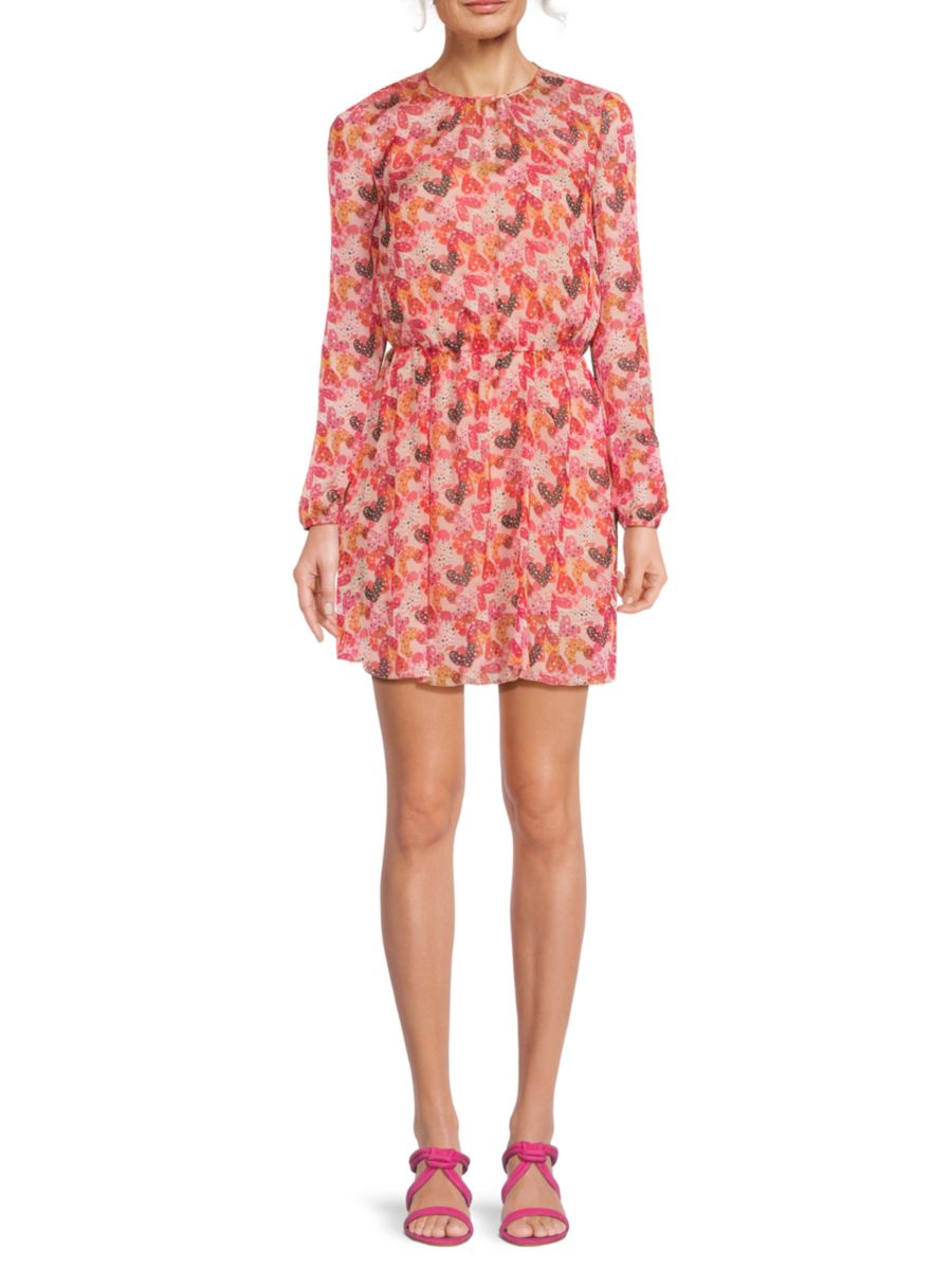 

Шелковое мини-платье с рукавами-бишопами REDValentino, розовый/мульти