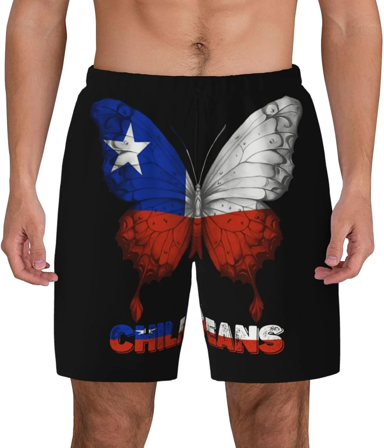 Мужские плавки Chadian Flag Butterfly с компрессионной подкладкой, 2 в 1, быстросохнущие Generic, Chileans Flag Butterfly