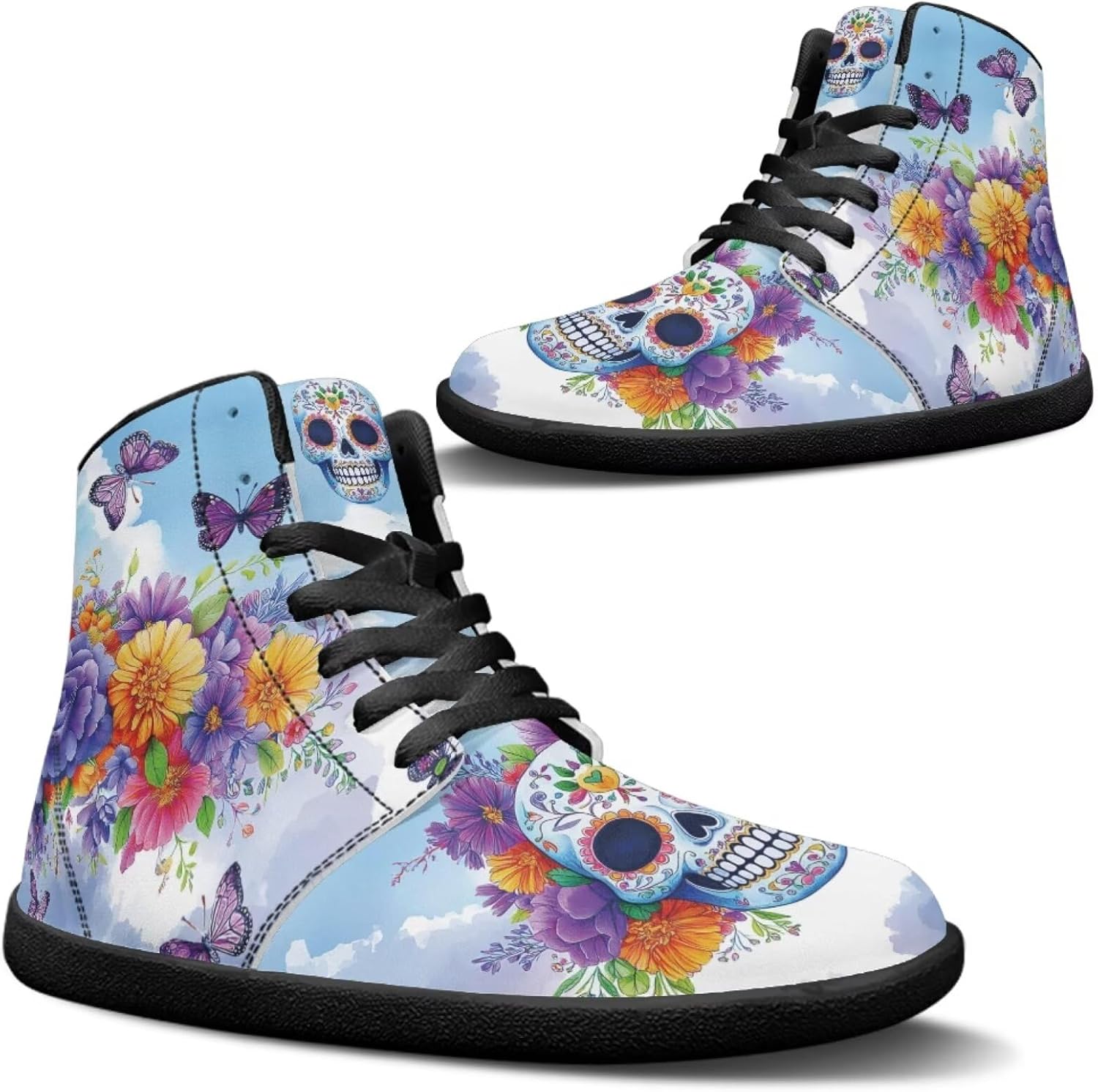 

Кроссовки Binienty для мужчин и женщин с высокой посадкой, без носка, на шнуровке, из искусственной кожи, противоскользящие, голубой