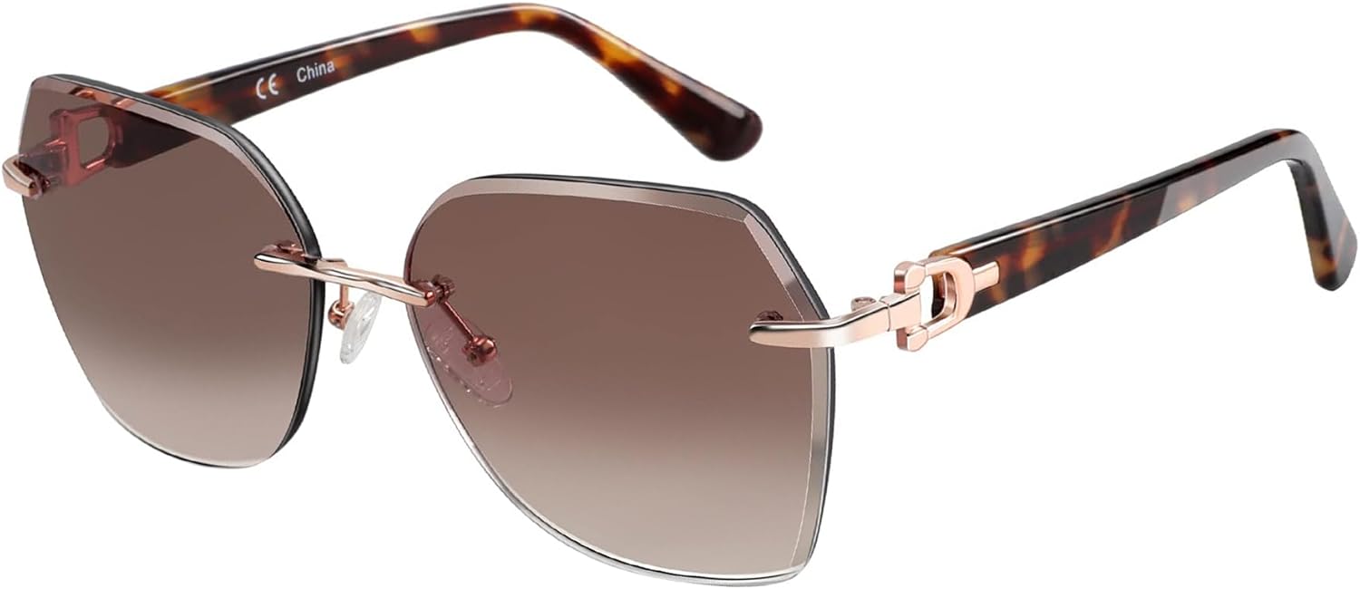 

Солнцезащитные очки ZENOTTIC большого размера без оправы для женщин, с геометрическим алмазным ограненным градиентным рисунком линз, защитой от УФ-излучения, модные и стильные, Brown