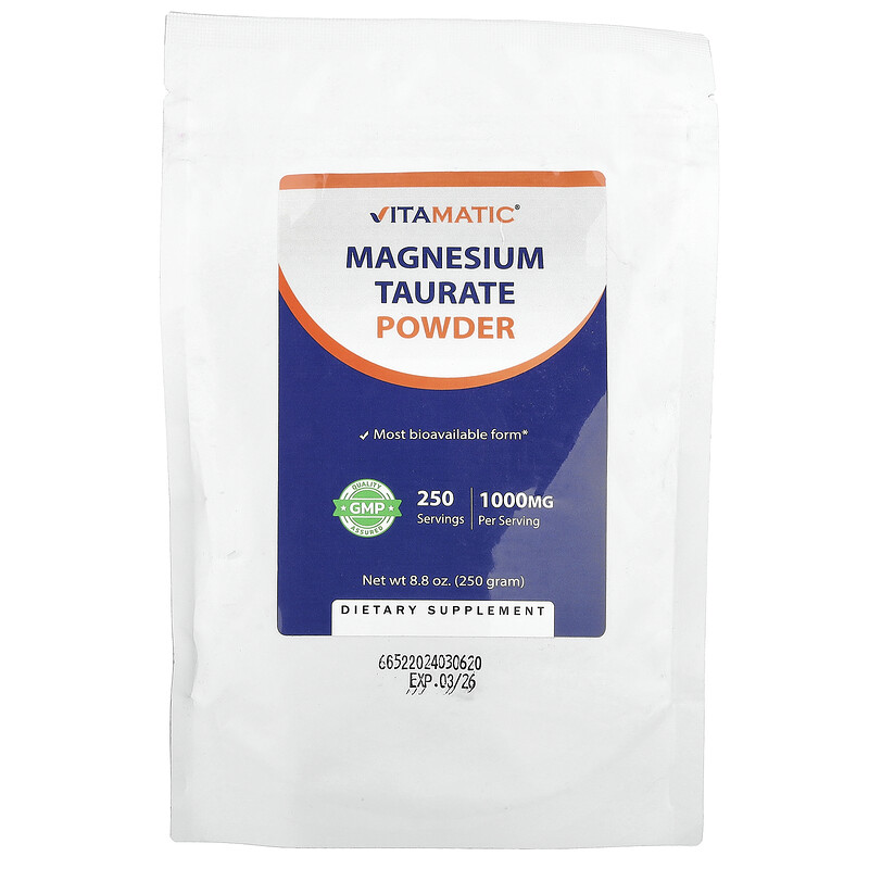 

Vitamatic, Порошок таурата магния, 250 г (8,8 унции)