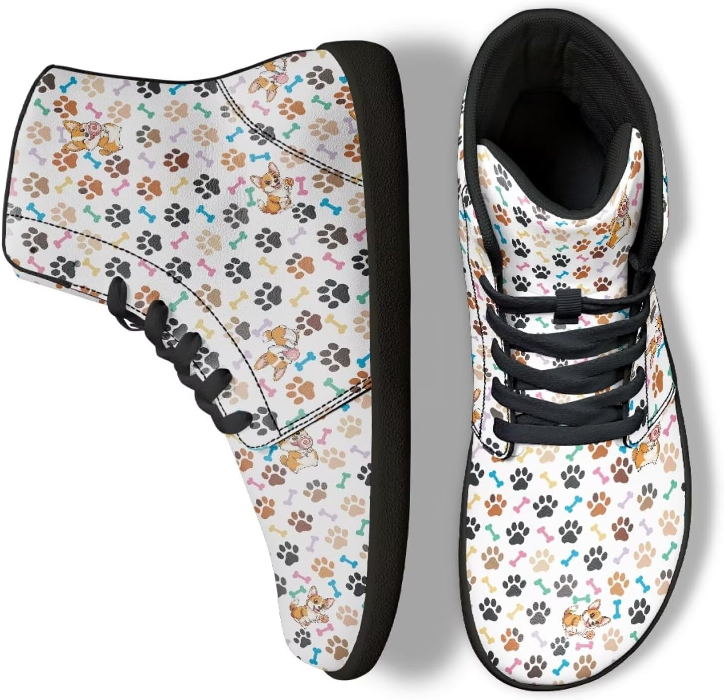 

Высокие кеды Binienty для мужчин и женщин, Corgi Dog Paw Prints