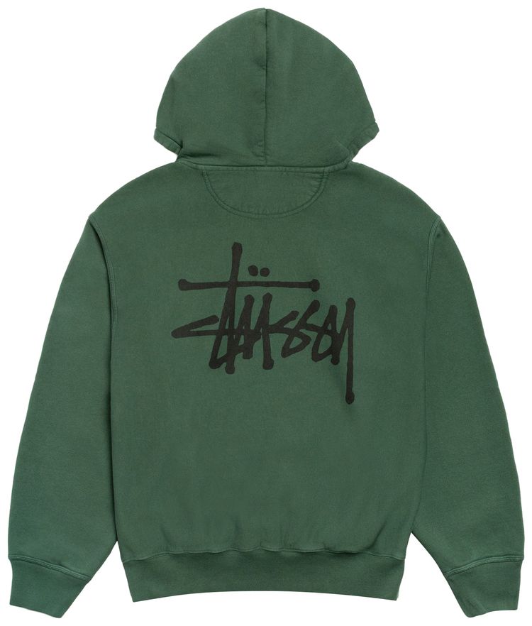 Толстовка Stussy Basic StüSsy Zip Hoodie Pigment Dyed, зеленый — фото 2