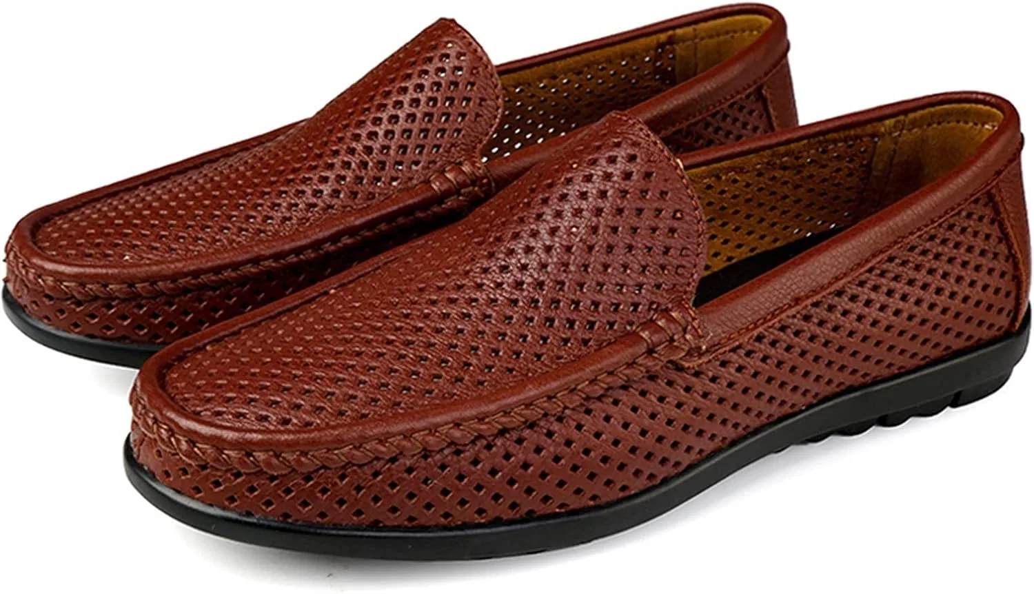 Лоферы мужские кожаные Slip Resistant Flexible Flat Heel Outdoor Slip-ons, коричневый PUGHGAETZF — фото 3