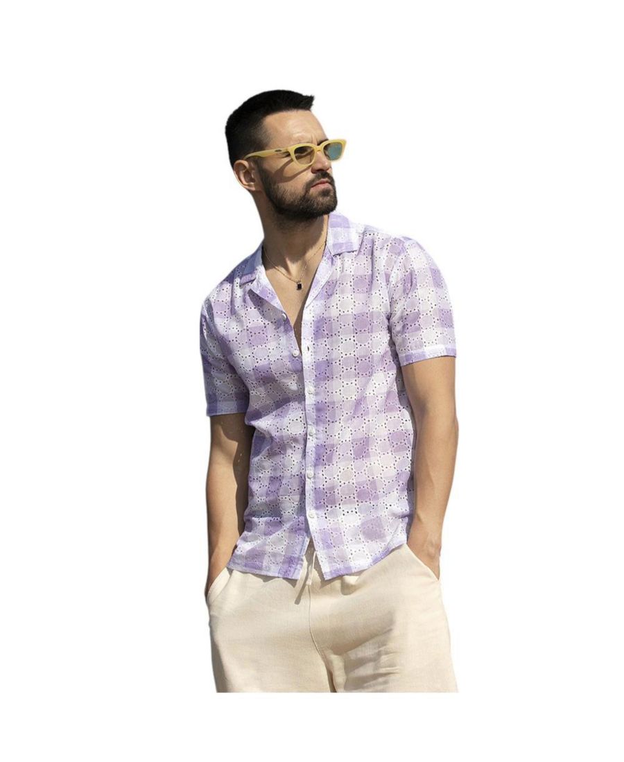 

Мужская рубашка в клетку буффало лавандового и мелового цвета Campus Sutra, Purple