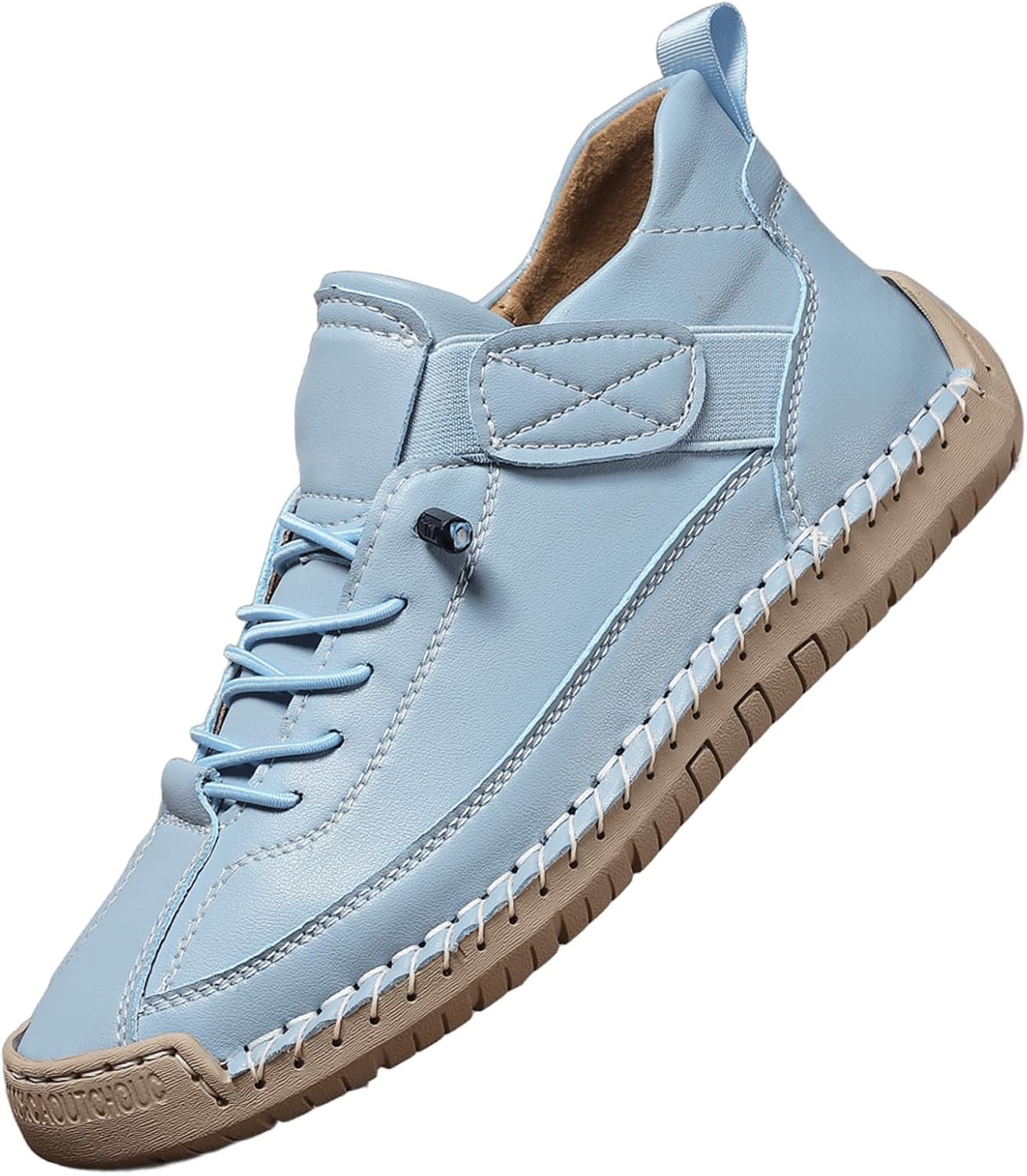 

Мужские кожаные ботинки-чукка на щиколотку, ручная работа, удобная кожаная обувь, слипоны с мягкой ортопедической поддержкой для походов, кемпинга и вождения Generic, небесно-голубой