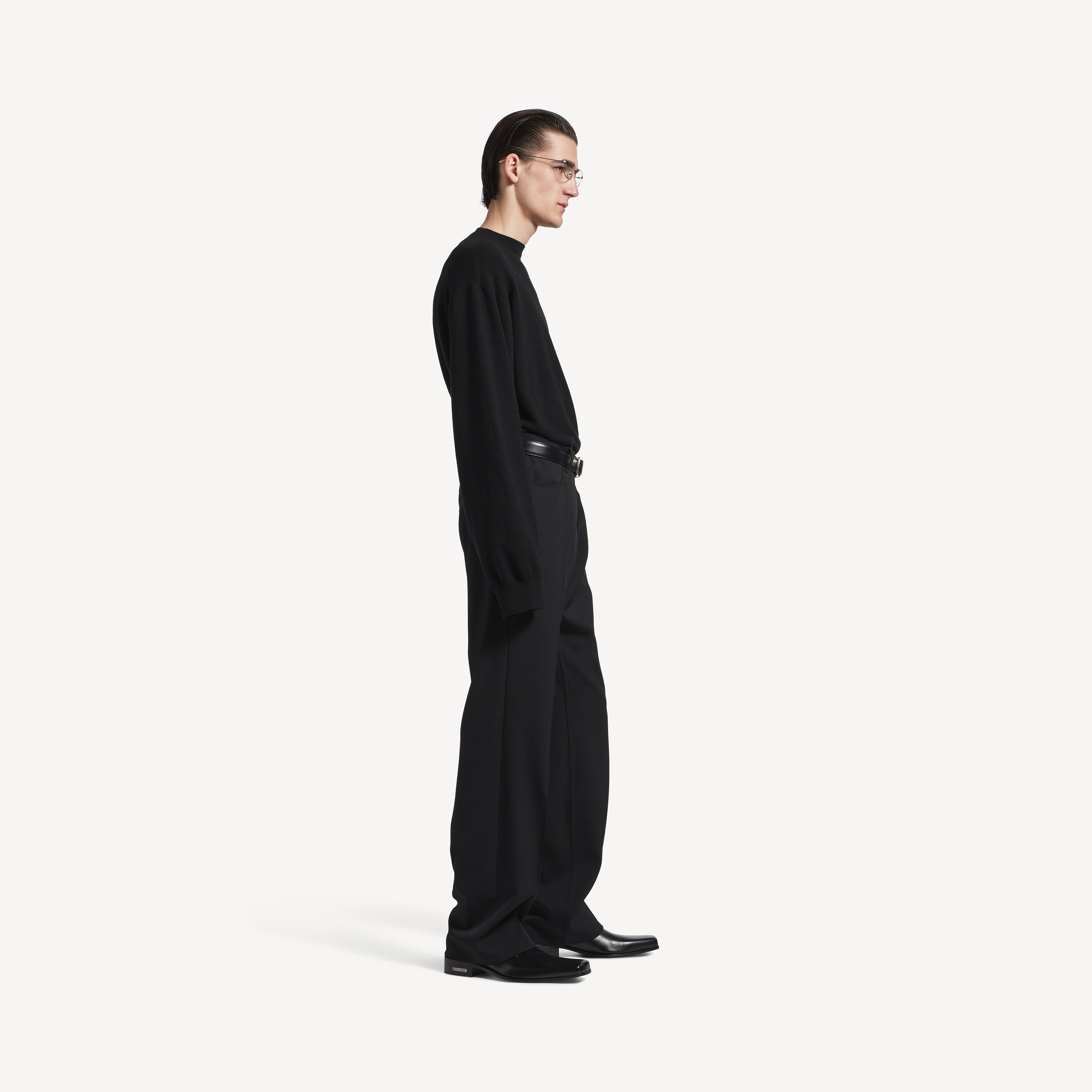 Мужской свитер с круглым вырезом, черный BALENCIAGA, черный — фото 2