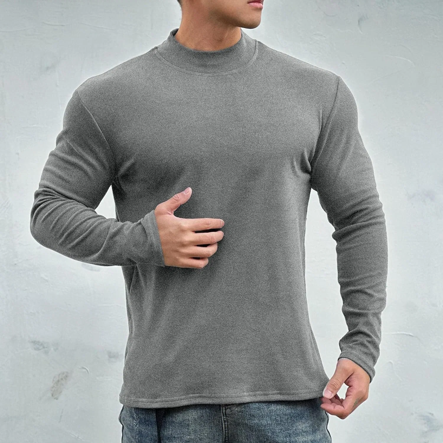 Мужская футболка с длинным рукавом, быстросохнущая, Slim Fit, Gray — фото 3