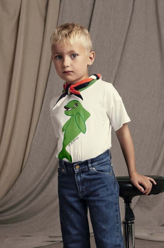 

Детская хлопковая футболка «Дельфин» Mini Rodini, белый