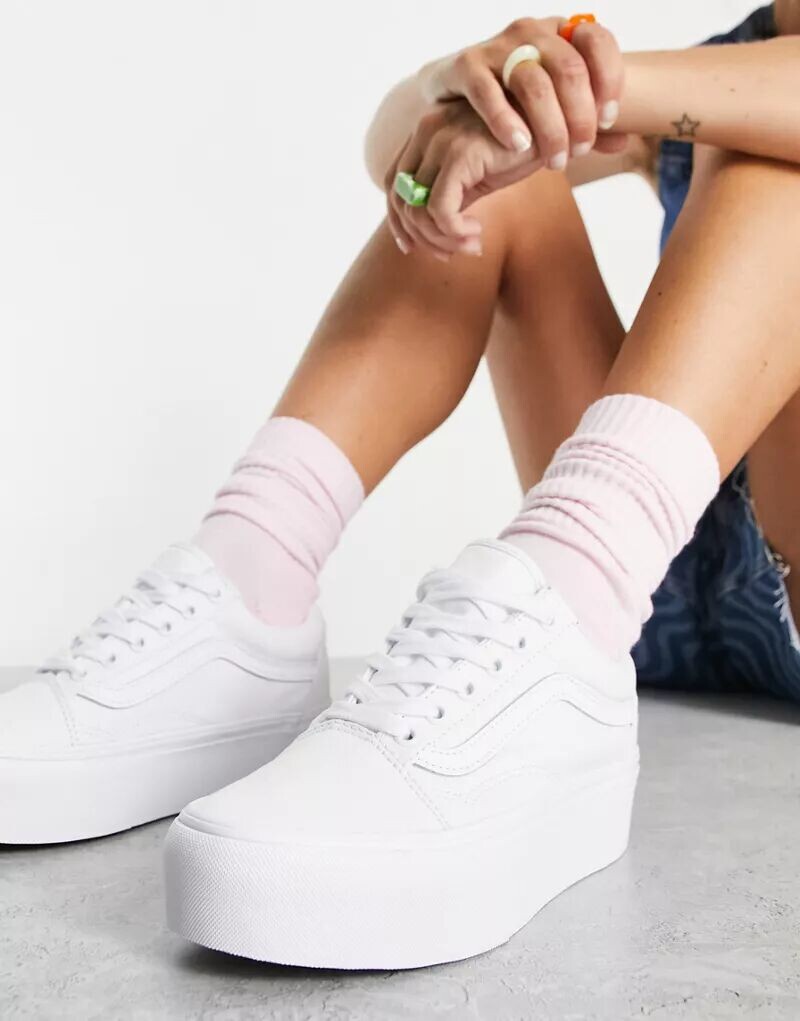 Белые кроссовки Vans Old Skool Stackform Triple