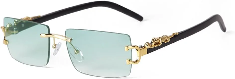 

Солнцезащитные очки без оправы прямоугольной формы для женщин, ретро-солнцезащитные очки без оправы с градиентными линзами для мужчин VFDHN, C5 Gradient Green