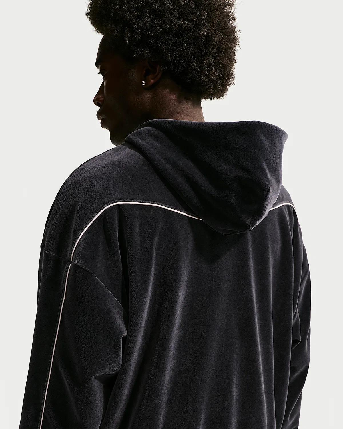 Мужская велюровая баскетбольная кофта LeBron на полной молнии, Black — фото 2