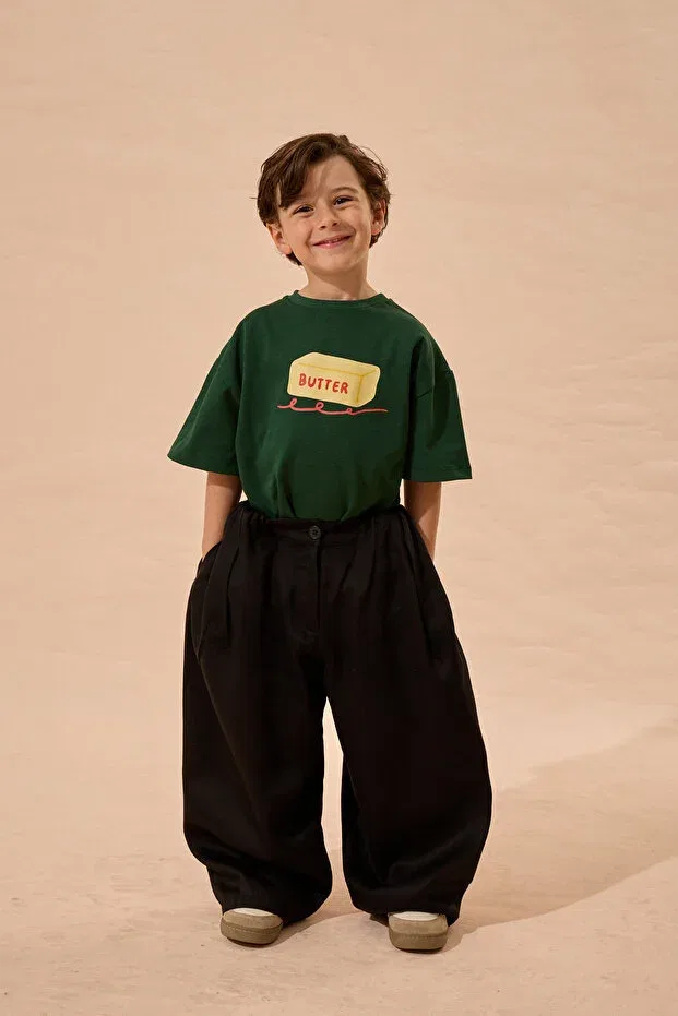 Детские брюки для девочек широкие Tencel pleated barrel trousers Fahhar Kids, Black — фото 3