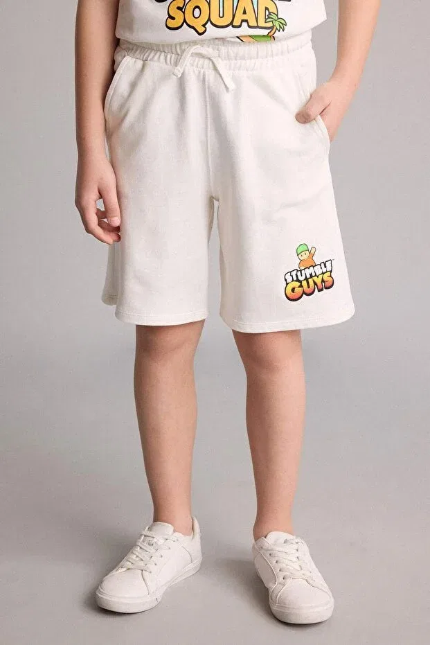 Детские шорты для мальчиков хлопковые Stumble guys sweatshirt fabric shorts boys h8246a826hs Defacto, Ecru-er105 — фото 3
