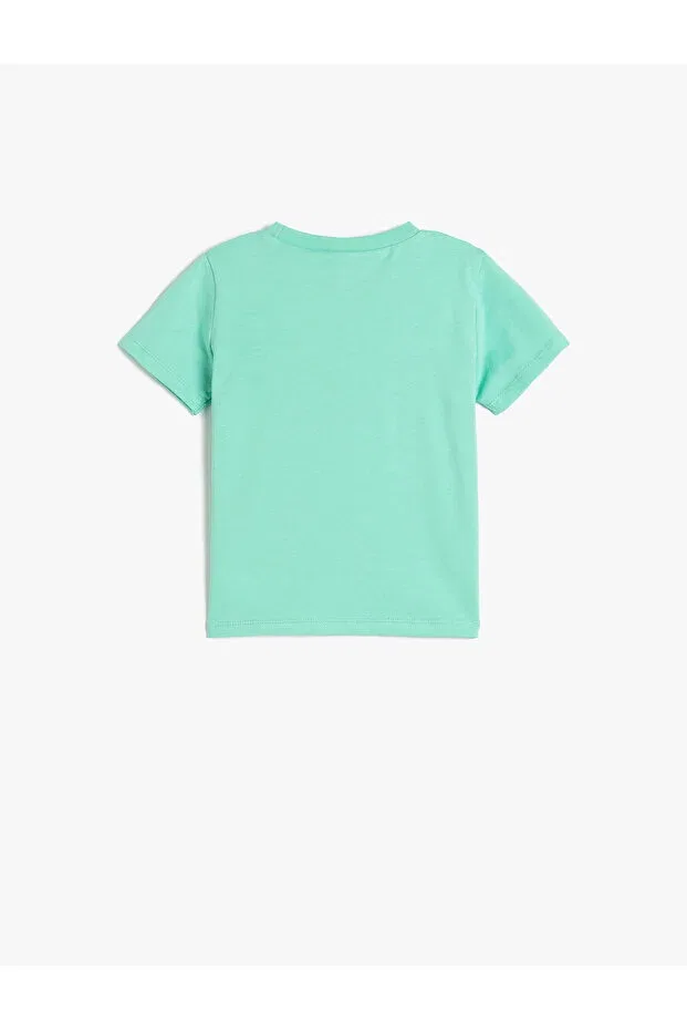 Детская хлопковое футболка с принтом Shark print Koton, Green — фото 2