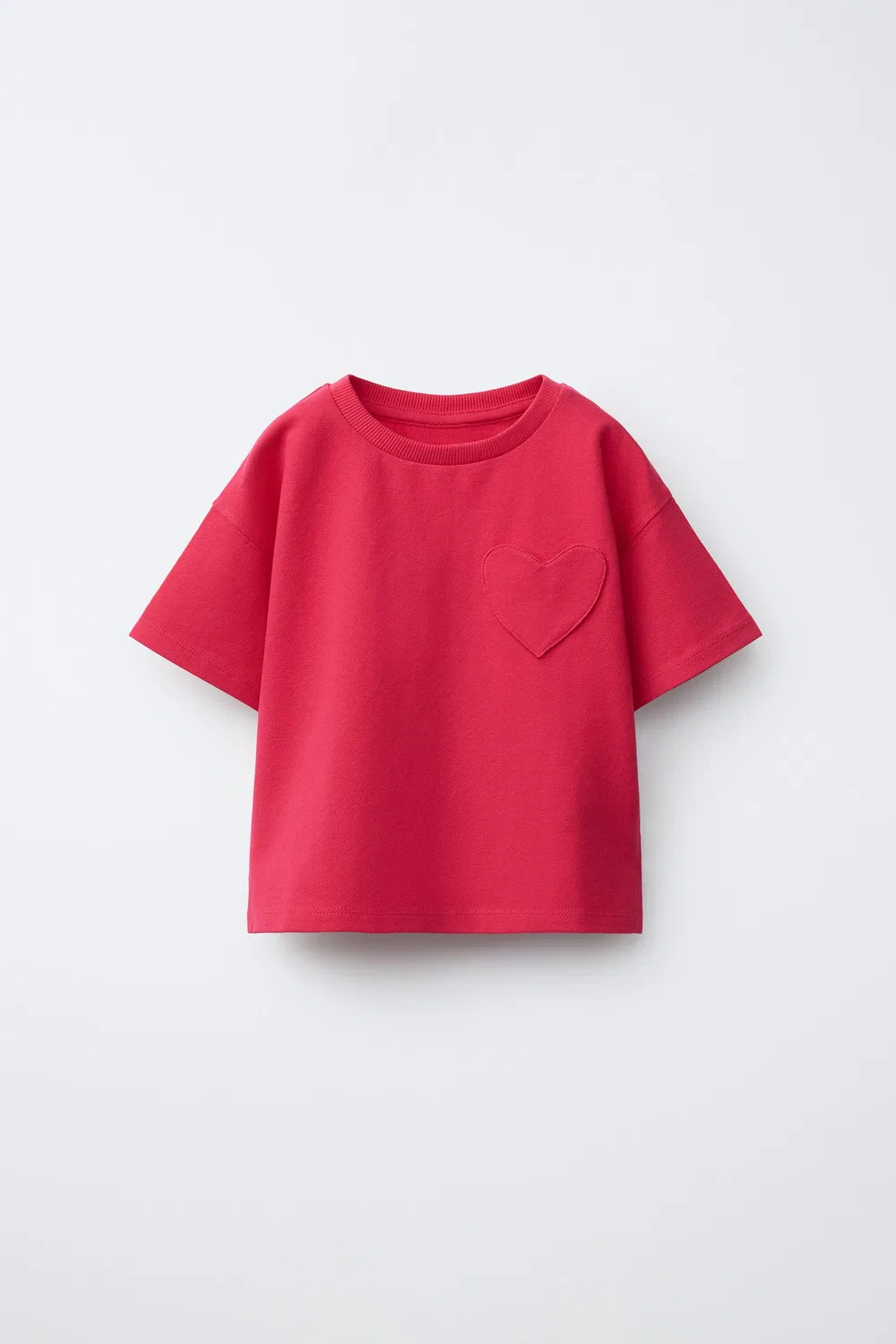 Футболка с карманом в форме сердца ZARA, Mid-red