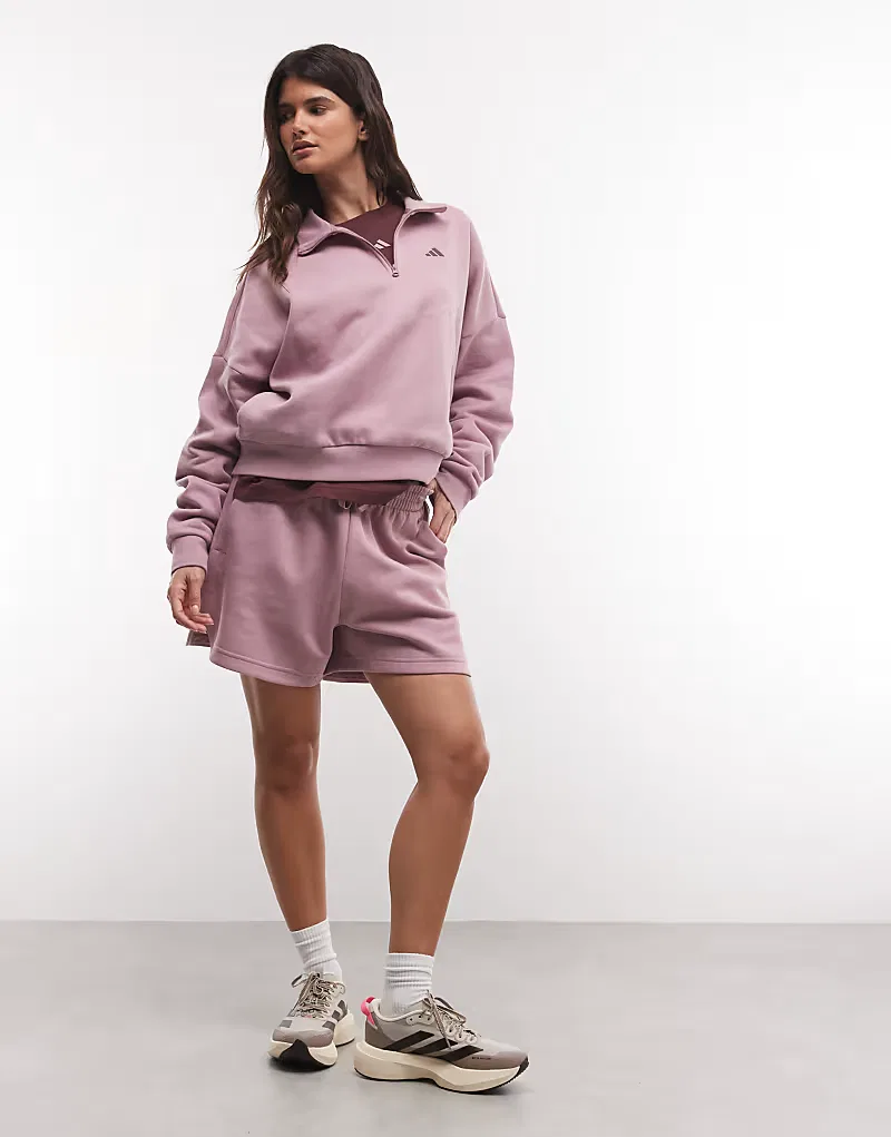 Свитер Adidas Performance Three Stripes Studios Short Zip Sweater фиолетового — фото 2