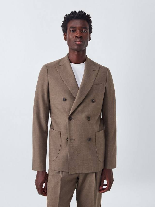 

Шерстяной фланелевый пиджак бокси с двубортной застежкой John Lewis, Natural