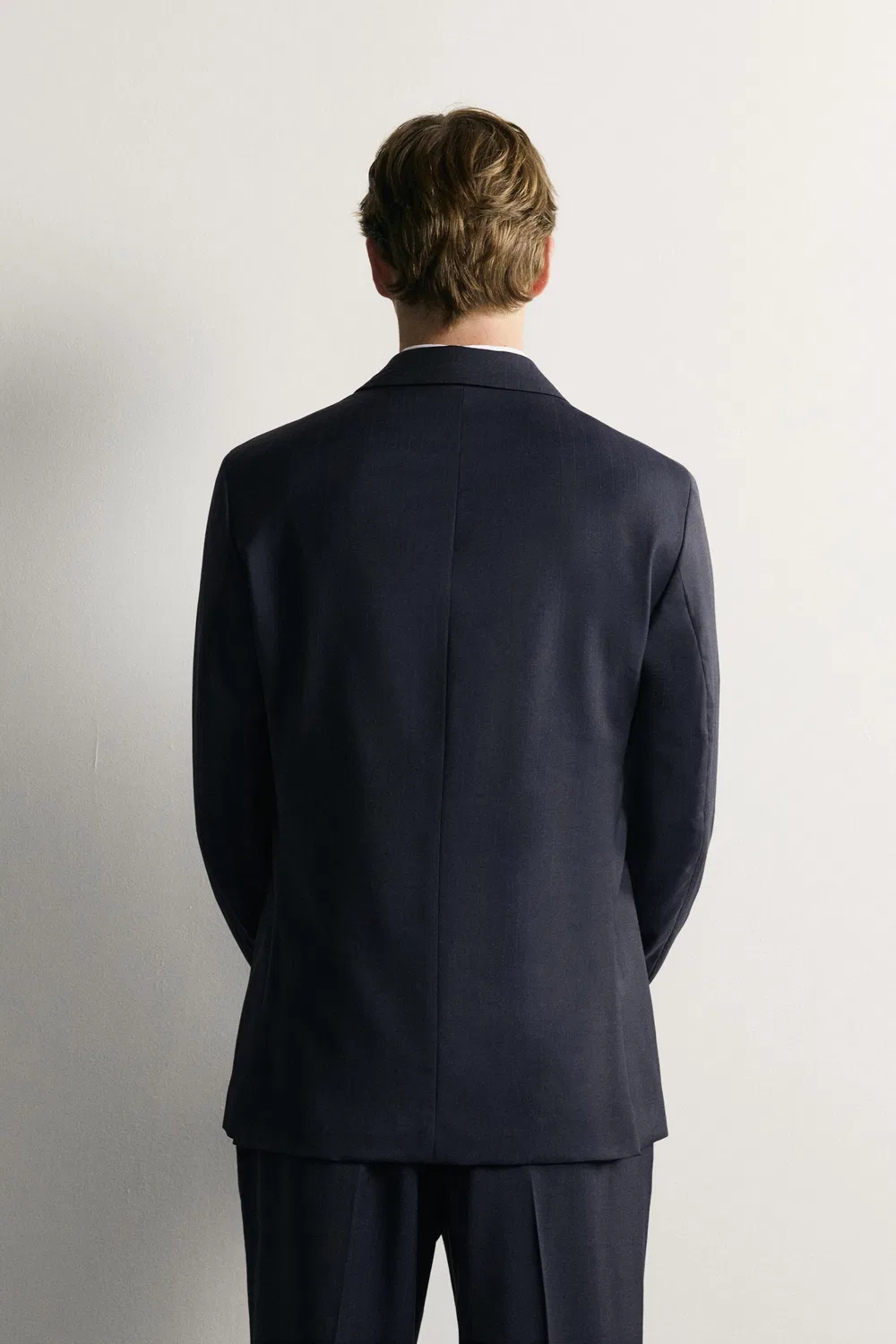 Блейзер из 100% шерсти в тонкую полоску, стандартного кроя. ZARA, Navy blue — фото 3
