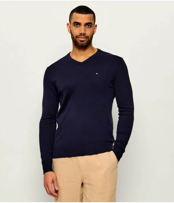 Мужской джемпер с V-образным вырезом Tommy Hilfiger, Blu Marino