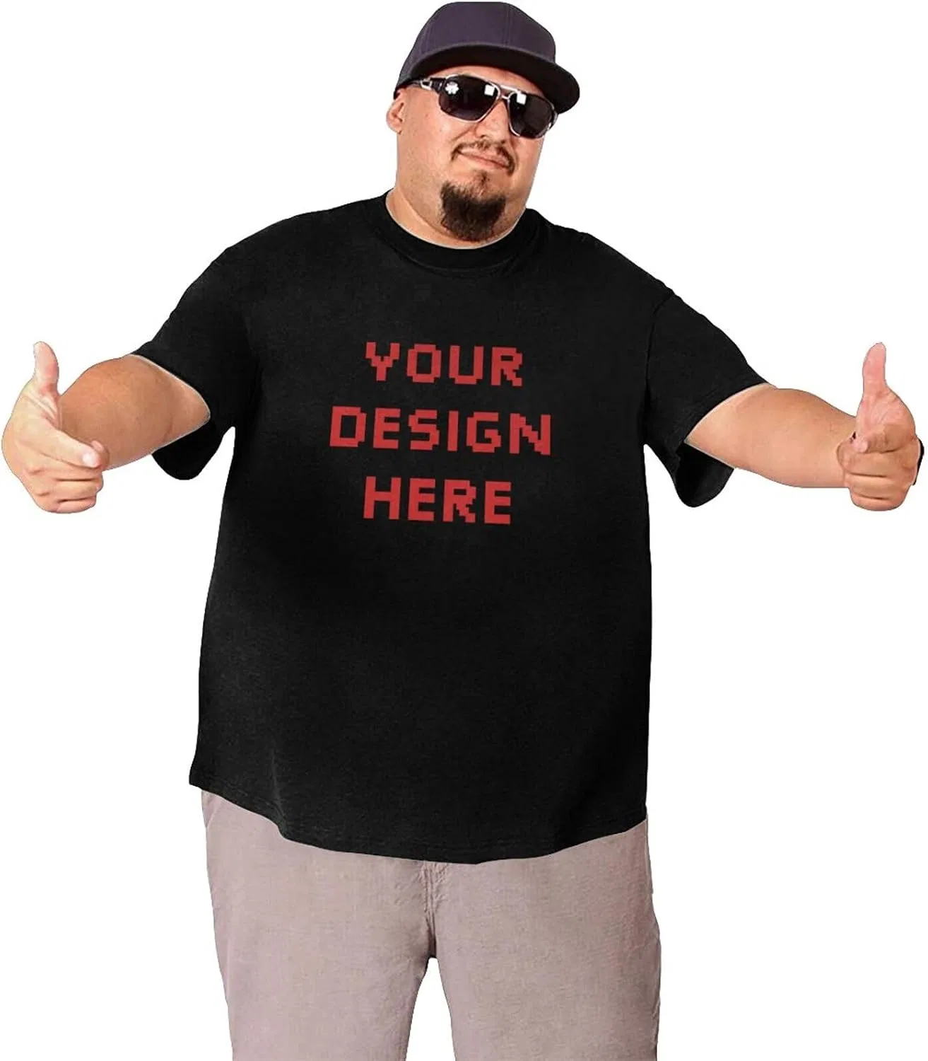 Мужская свободная футболка с фотопечатью Custom Big and Tall T Shirts, Black — фото 3