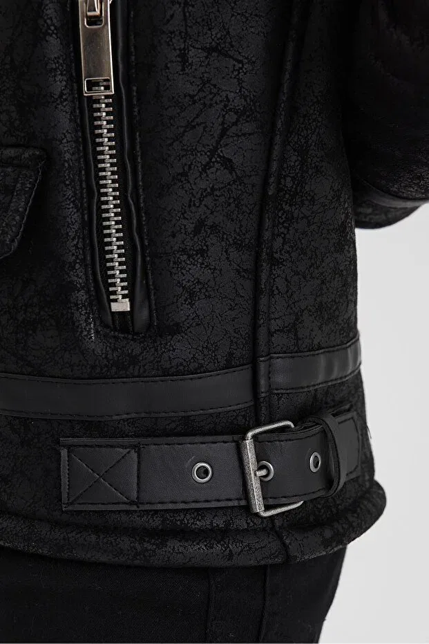 Детское пальто для мальчиков с длинным рукавом Boy'S black nappa leather coat&jacket Sivaist, Black — фото 4