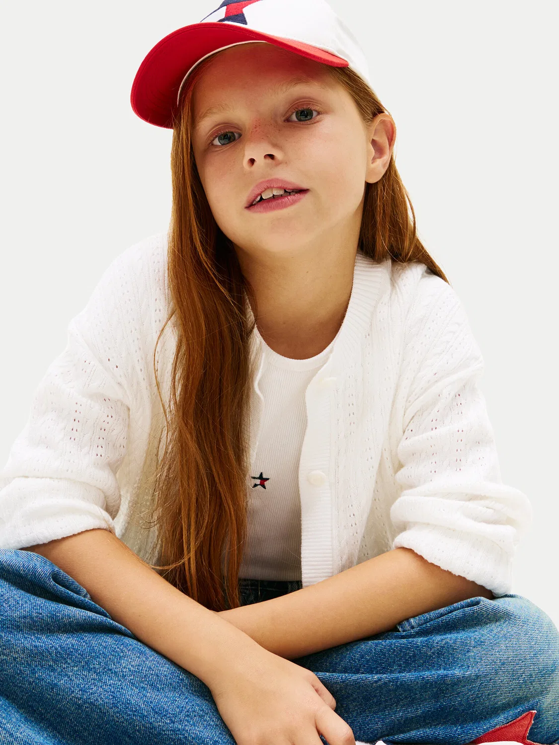 Кардиган свободного кроя для девочки Tommy Hilfiger, белый — фото 4