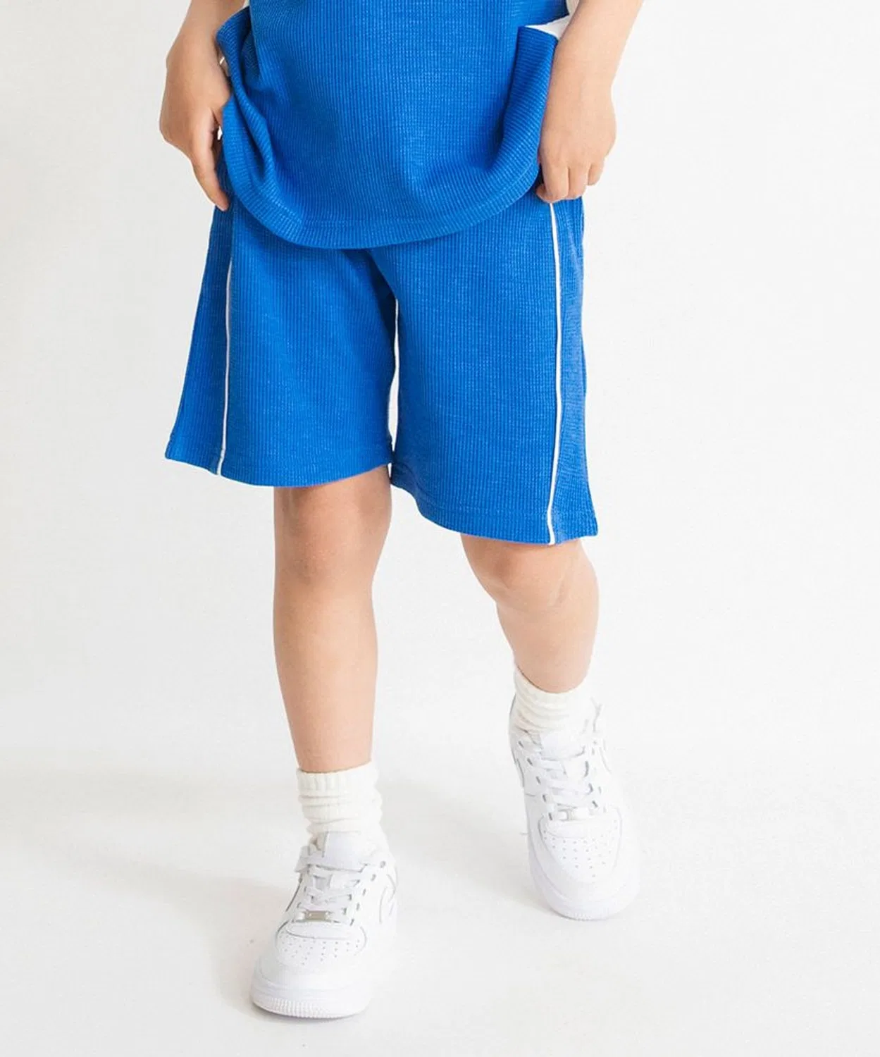 Детские шорты-полуторосы из вафли с пайпингом Branshes, Royal Blue