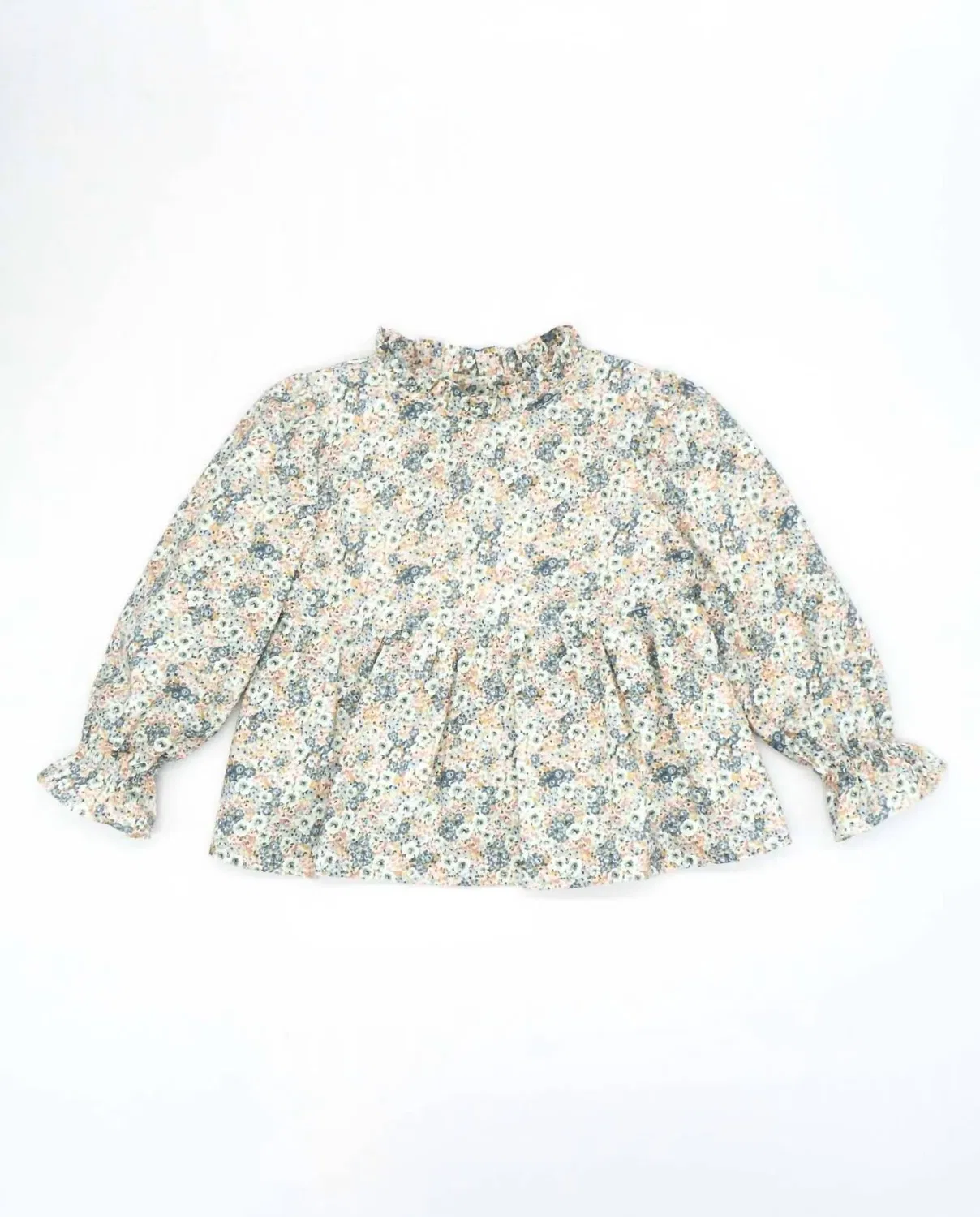 Детская хлопковая блузка с цветочным принтом Viella Floral Blouse Fina Ejerique, зеленый — фото 4