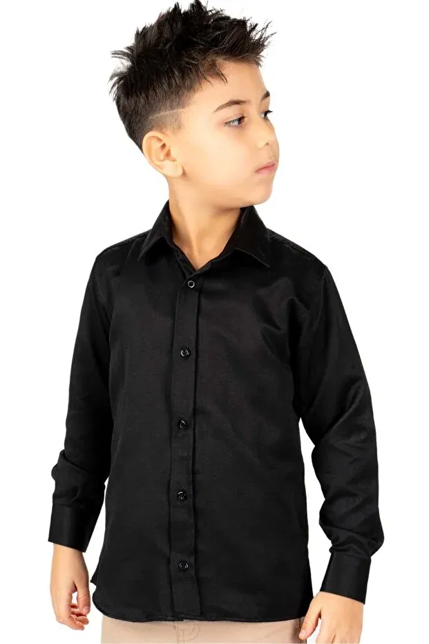 Детская рубашка для мальчиков с длинным рукавом Mnk Baby&Kids, Black — фото 3