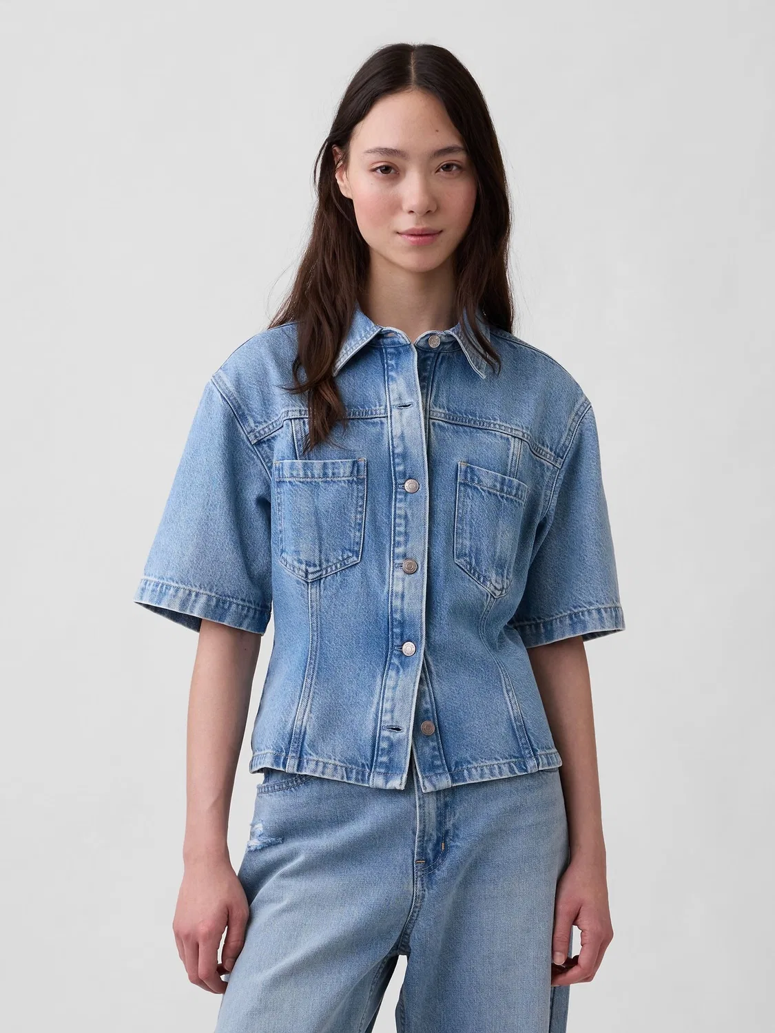 Джинсовая рубашка UltraSoft Gap, Light Wash