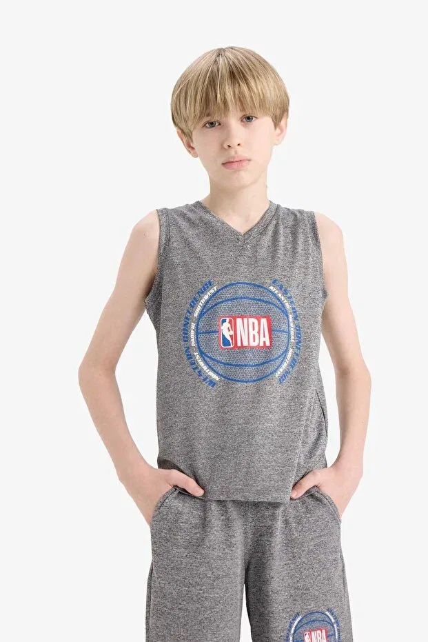 Детское нижнее белье для мальчиков V-образным вырезом Nba wordmark v-neck undershirt Defacto, Gray-Gr210 — фото 4