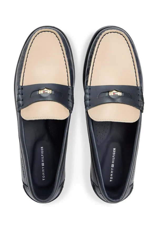 Кожаные лоферы с цветными блоками и слипоны Tommy Hilfiger, Navy Blue — фото 3