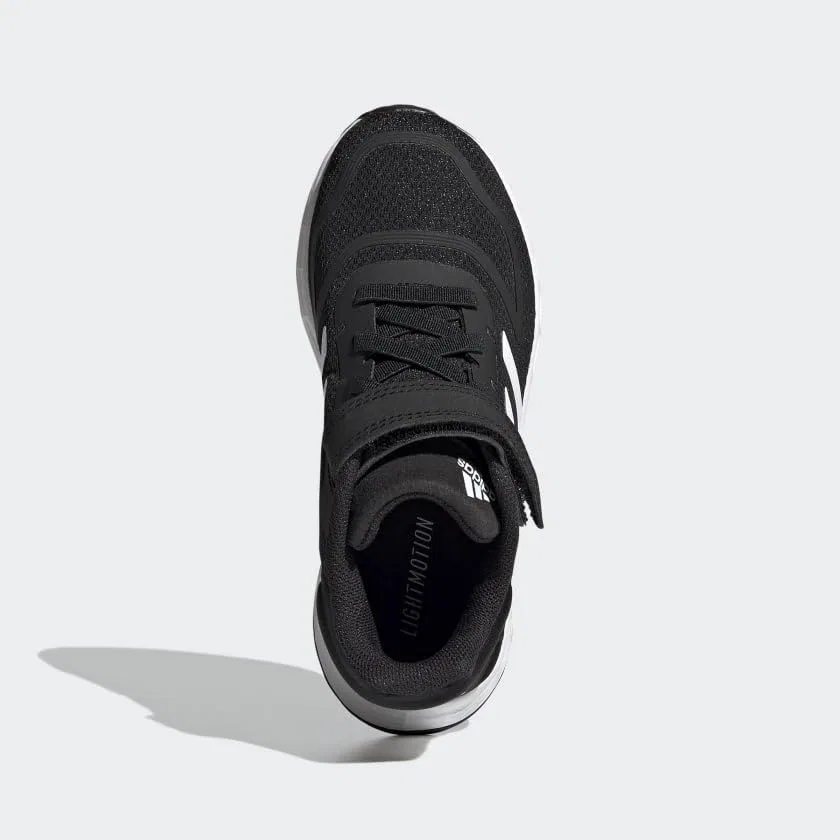 Детские кроссовки для мальчиков с полосками Adidas Duramo 10, Black White Black Elastic — фото 3