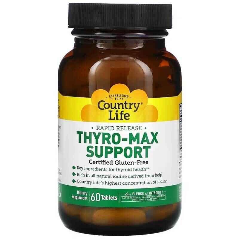 

Поддержка щитовидной железы Country Life Thyro-Max, 60 таблеток