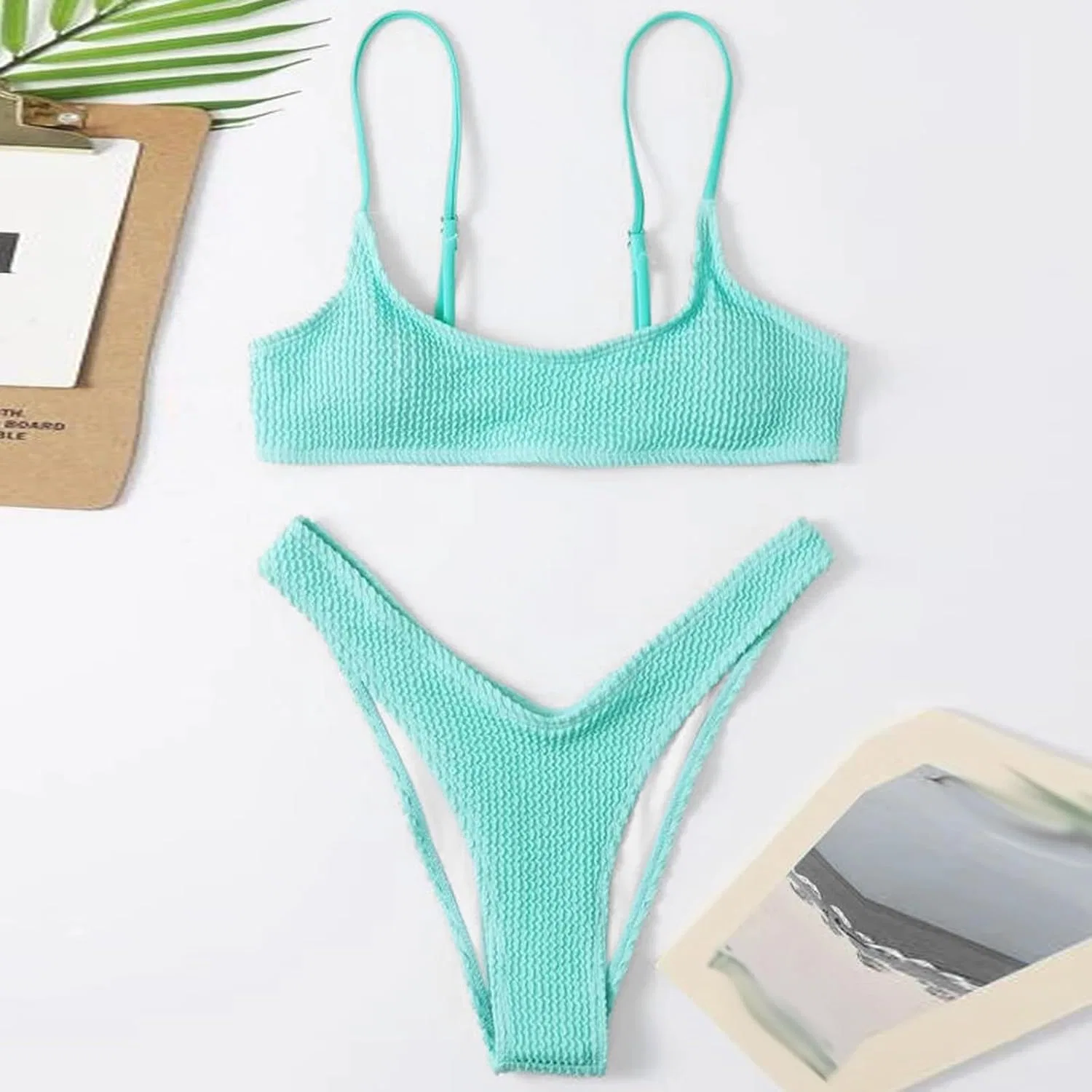 Женский бикини-комплект с эффектом пуш-ап Generic, Mint Green — фото 4