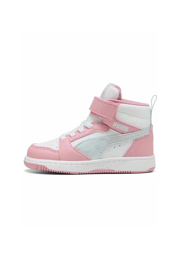 Кроссовки с застежкой-липучкой Rebound mid space belle Puma, Sea Glass/Pinkscape/White, белый/розовый