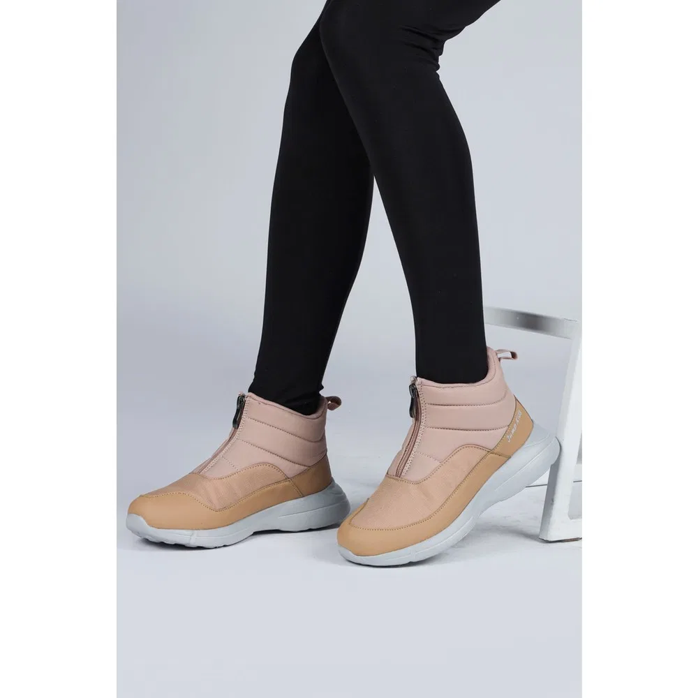 Детские ботинки для девочек на молнии с контрастными вставками 29177 Jump, Salmon Pink Brown — фото 4