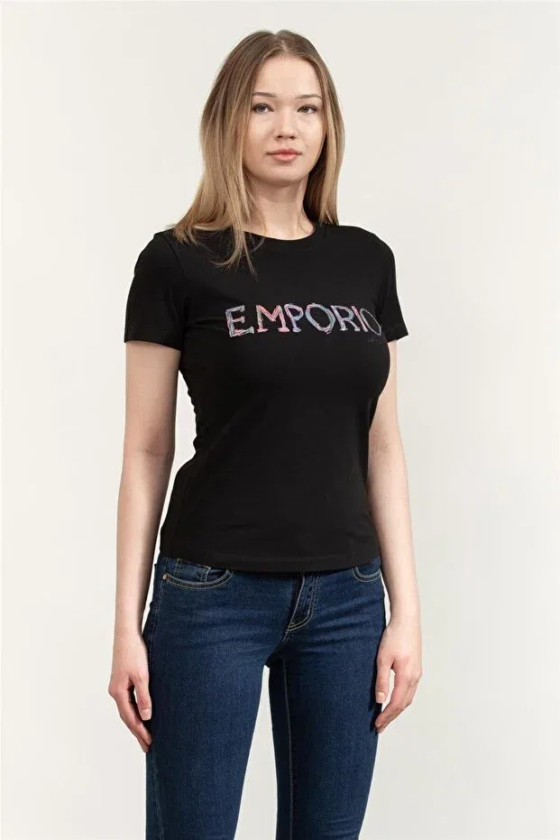 Женская футболка с принтом Emporio Armani, Black — фото 2