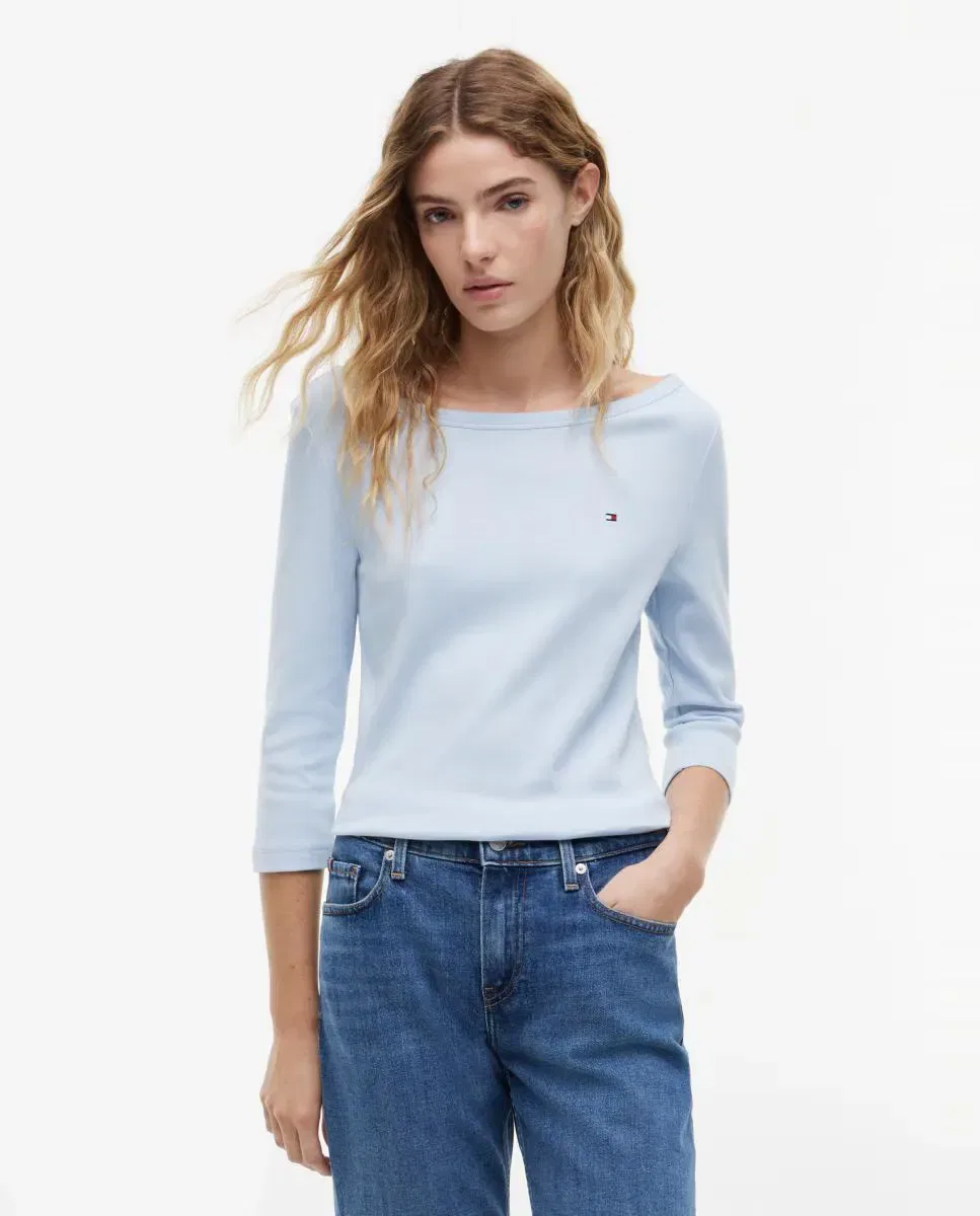 Женская футболка с рукавом 3/4 Slim Cody Tommy Hilfiger, Azul Claro