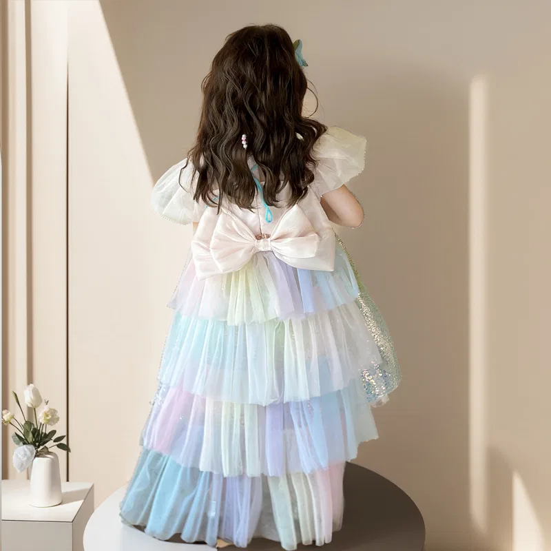 Детское платье для девочек с принтом Multicolor Dress+Veil+Accessories YALU — фото 4